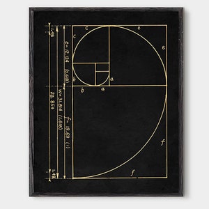 Espiral de Fibonacci, Proporción áurea, secuencia de Fibonacci, Fibonacci, espiral dorada, número de Fibonacci, póster de matemáticas, regalo de matemáticas, espiral dorada n.° 13