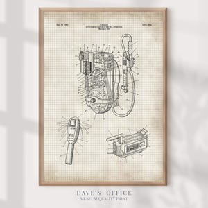 Lámina con la patente del paquete de protones de Los Cazafantasmas: Póster de película, decoración de pared