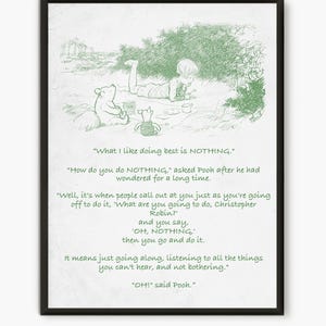 Cita clásica del oso Pooh, ilustración de Winnie the Pooh, decoración infantil de Pooh y Piglet