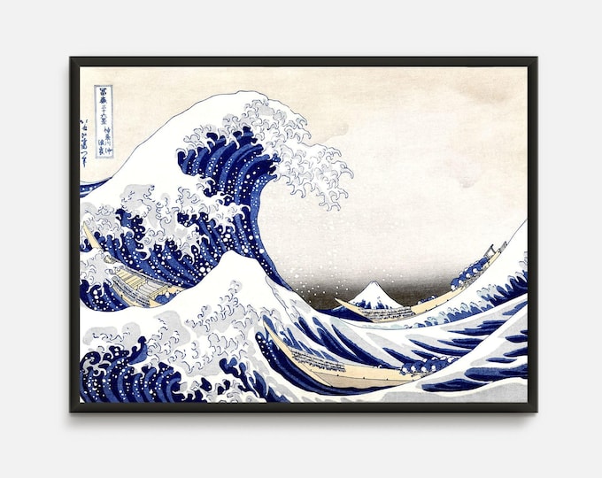 The Great Wave Off Kanagawa Katsushika Hokusai Ukiyo-e Woodblock print, Vintage Japanese Art perfect for Home Decor