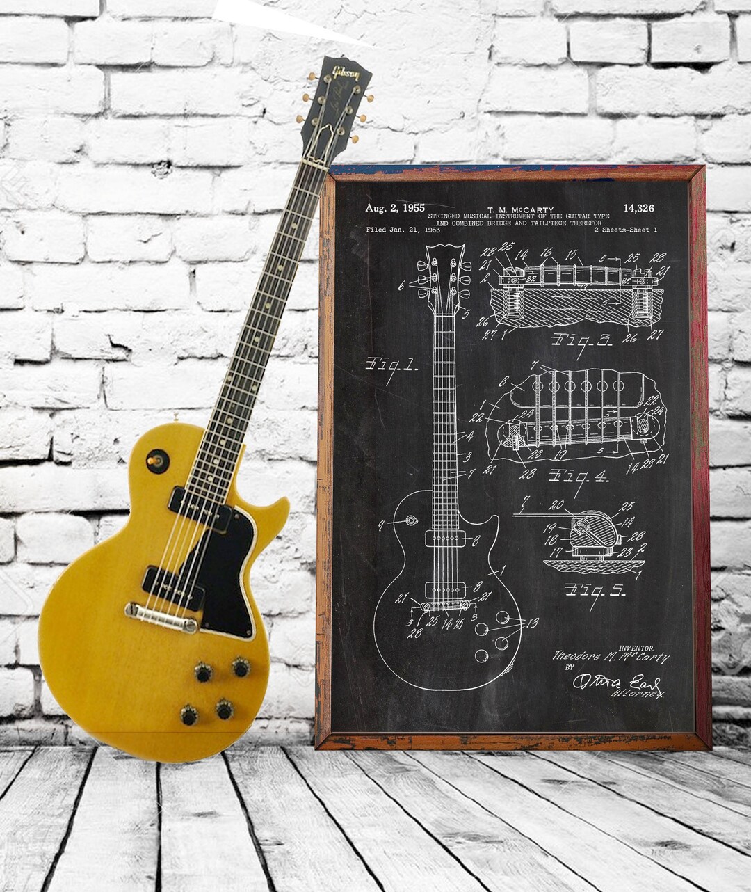 1955 Gibson Les Paul Guitar Patent Art Print - Etsy