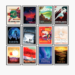 Láminas espaciales de la NASA, arte mural retro, láminas de viajes espaciales