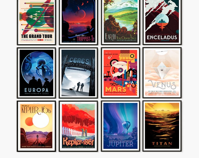NASA Space Prints, Retro Wall Art, Space Travel Prints