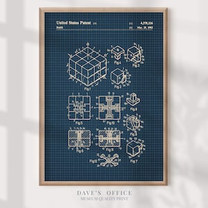 Rubik's Cube Patent Print: 1983 Vintage Blueprint Art
