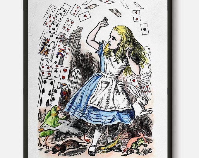 Alice in wonderland playing cards nursery Decor, Wonderland Nursery room wall art, Alice in wonderland Vintage illustration print