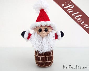 Père Noël dans le modèle de crochet de cheminée, père Noël amigurumi, modèle de père Noël au crochet, décor de Noël au crochet, modèle de père Noël au crochet de Noël pdf