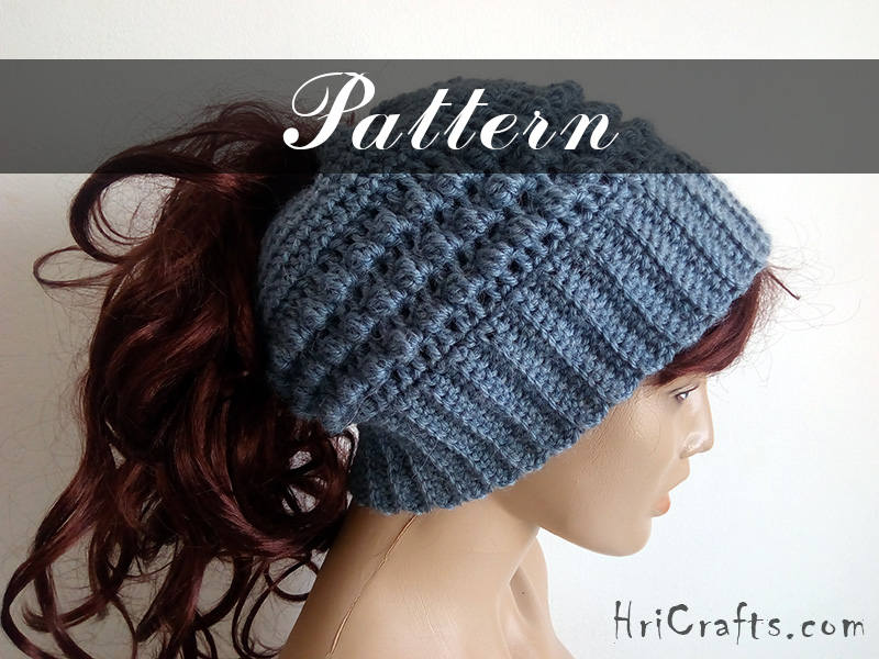 Crochet Ponytail Hat Pattern Messy Bun 