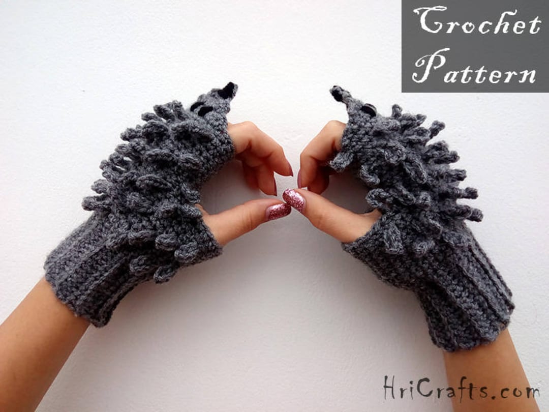 CROCHET PATTERN Hedgehog Gloves PDF Crochet Gloves Fingerless Gloves