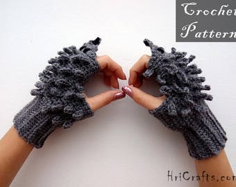 CROCHET PATTERN Hedgehog gloves PDF Crochet gloves Fingerless gloves pattern Hedgehog mittens Animal gloves Hedgehog pattern Urchin spine
