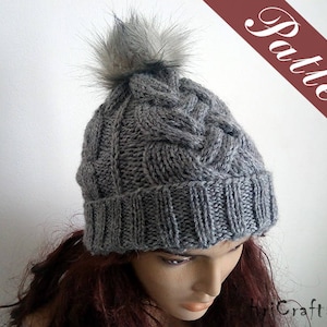 Knitted cable hat pattern, Knit hat, Knitting patterns Hats women Hat pattern Beanie women Pattern beanie hat Knitted womens hat Knit beanie