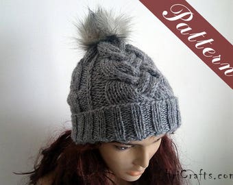 Modèle de chapeau de câble tricoté, Bonnet en tricot, Modèles de tricot