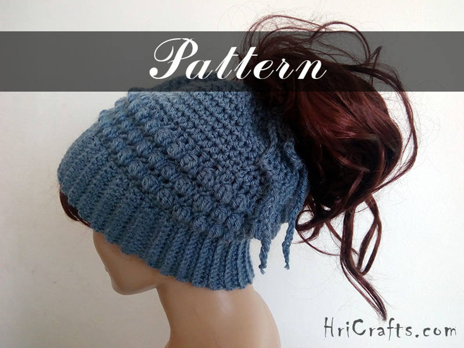 Crochet Ponytail Hat Pattern, Messy Bun Hat Pattern Ponytail Beanie ...