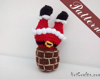 Patron au crochet pattes du père Noël, Père Noël dans la cheminée, Décoration de Noël DIY, Modèle père Noël au crochet, Décorations de Noël modèle amigurumi au crochet