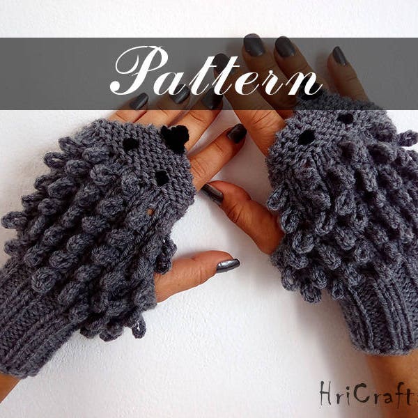 PATTERN Hedgehog gloves Instant download PDF Knitted gloves Fingerless gloves pattern Hedgehog mittens Urchin Animal gloves Hedgehog pattern