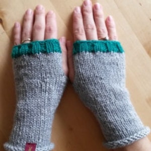 Arm warmerswoolhand-knittedgraygreenblue image 1