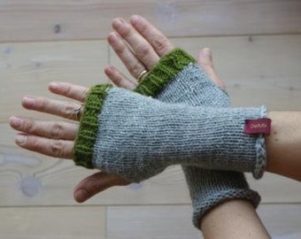 Knit arm warmers grey-green