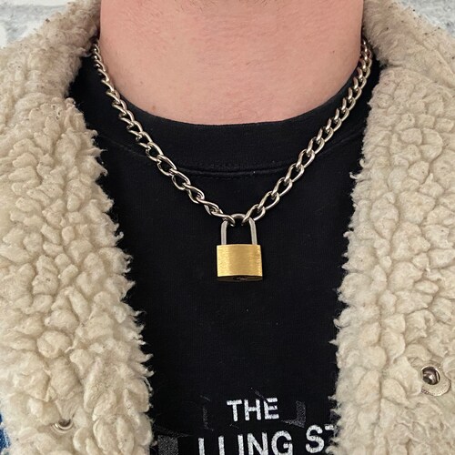 Thin Padlock Necklace Chain for Men 