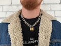 Chain Necklace Chunky Thick Padlock Necklace Chain for Men Handmade Silver Chain Thick Chain Padlock Mens Accessories Boyfriend Gift For Him product logo