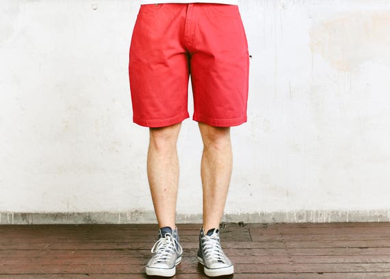 red denim shorts mens