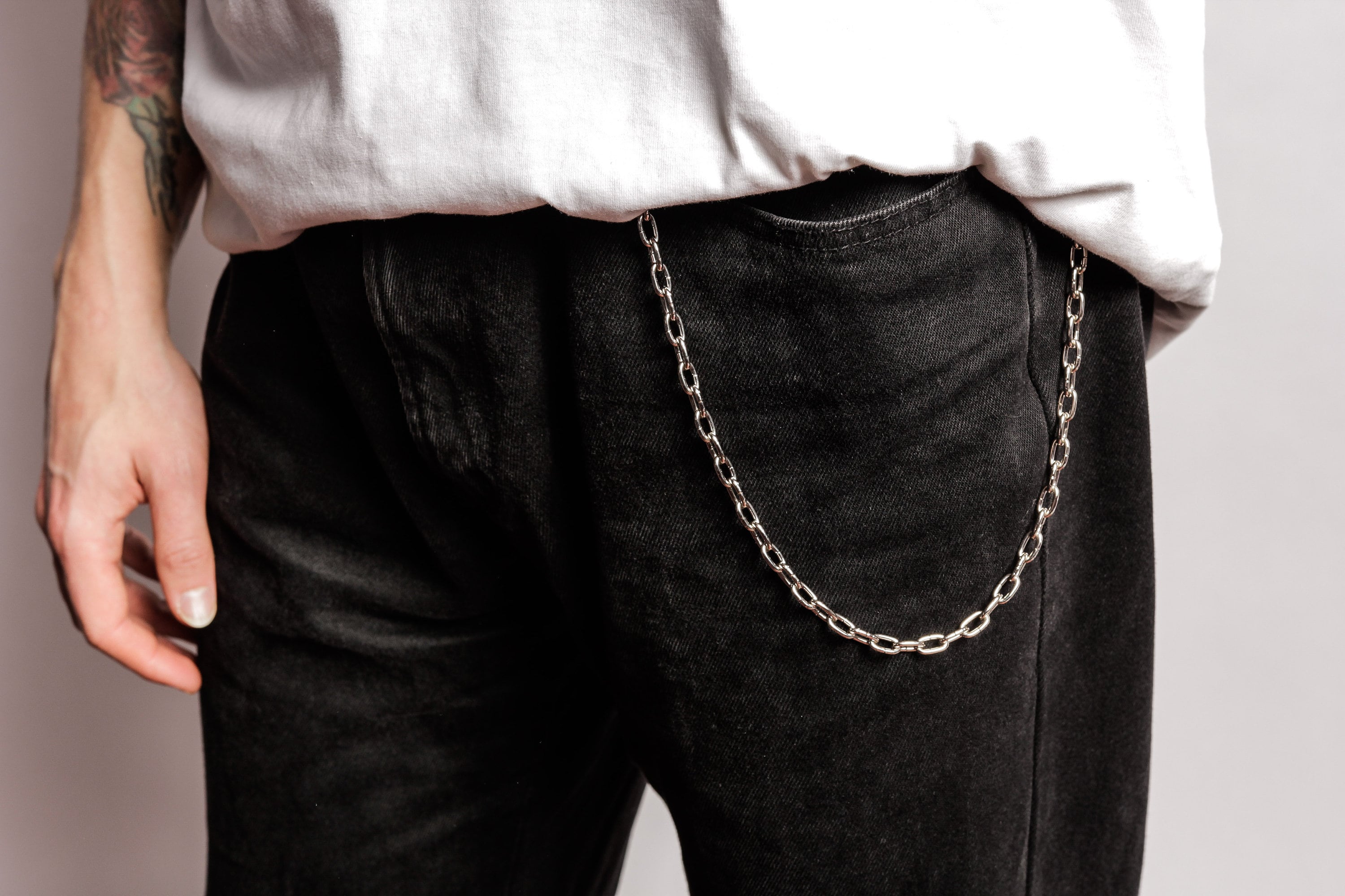 Lava Stone Onyx Stainless Steel Key Chain for Pants Mens Black Gemstone  Beaded Pocket Belt Chain Punk Biker Wallet Chain Jeans Keychain -   Finland