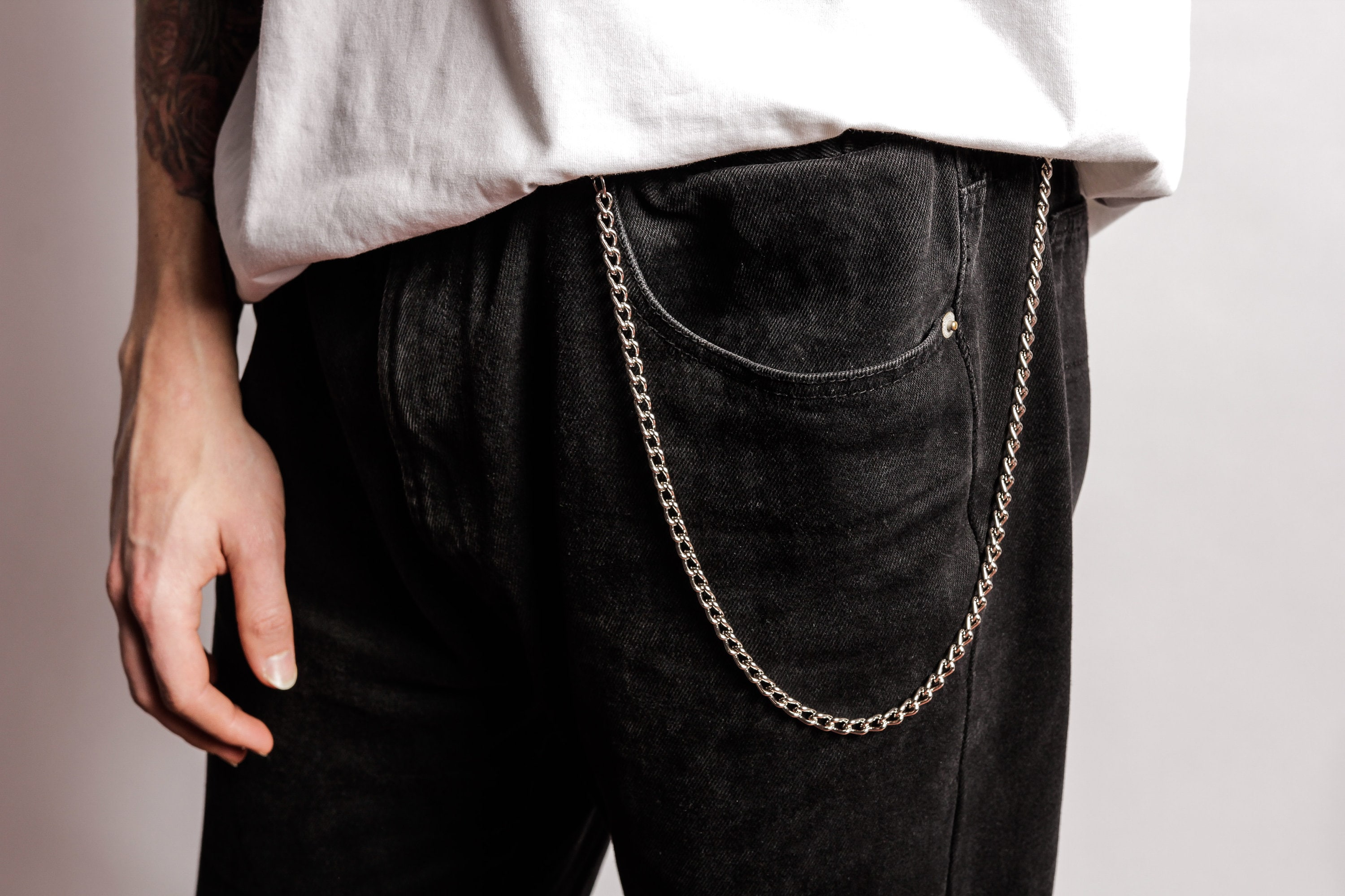 Chunky Pant Chains for Men Dagger Combat Knife Sword Pendant 