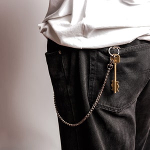 Schlüsselanhänger Herren Brieftasche Kette für Männer Schlüsselanhänger Kette Skater Dünne Kette Zwei Seiten Karabinerhaken Zubehör Freund Geschenk für Ihn