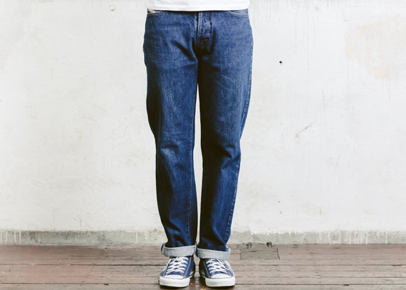 90s Diesel Men Jeans Vintage Straight Leg Dark Blue 90s Etsy