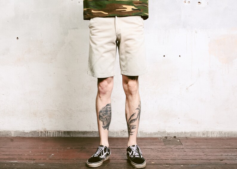 90s Short Pants Beige Summer Shorts Casual 90s Shorts Normcore Boyfriend Wear Safari Clothes Vintage Mens Bermuda Shorts size Medium M