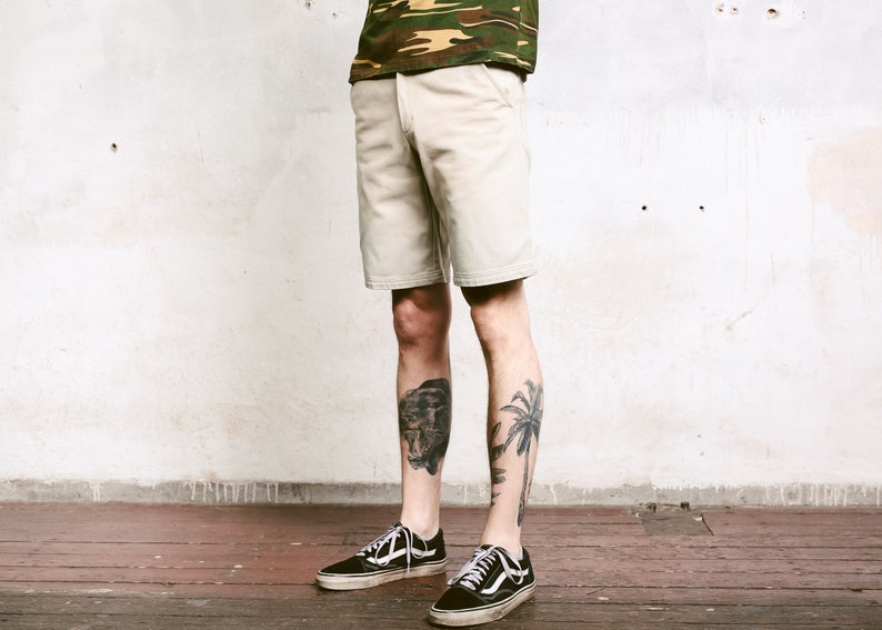 90s Short Pants Beige Summer Shorts Casual 90s Shorts Normcore Boyfriend Wear Safari Clothes Vintage Mens Bermuda Shorts size Medium M