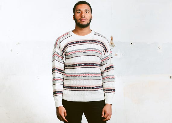 Suéter peruano a rayas de los 90. Vintage Hombres Jersey de | Etsy España
