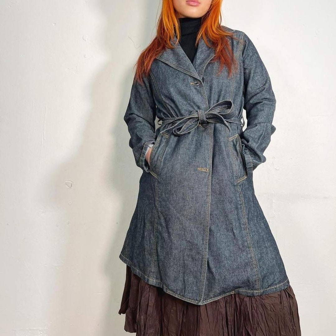 Y2K Belted Mini Trench Coat (XS)