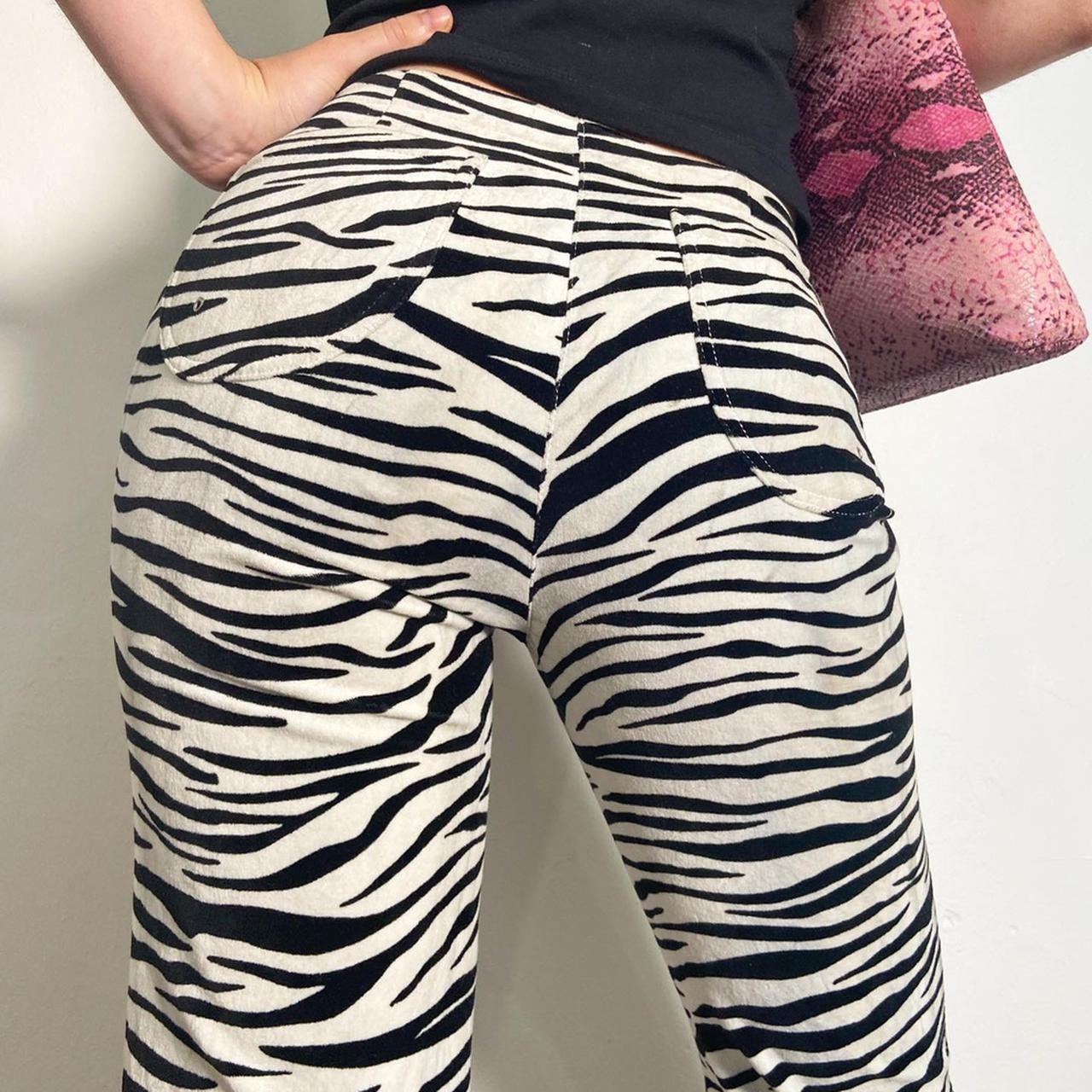 Zebra Bootleg Y2K Velvet Pants