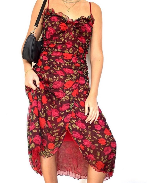 Y2K ruffle floral dress