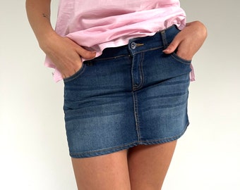 Vintage Y2K Denim Mini Skirt by Bubblegum Jeans - 28