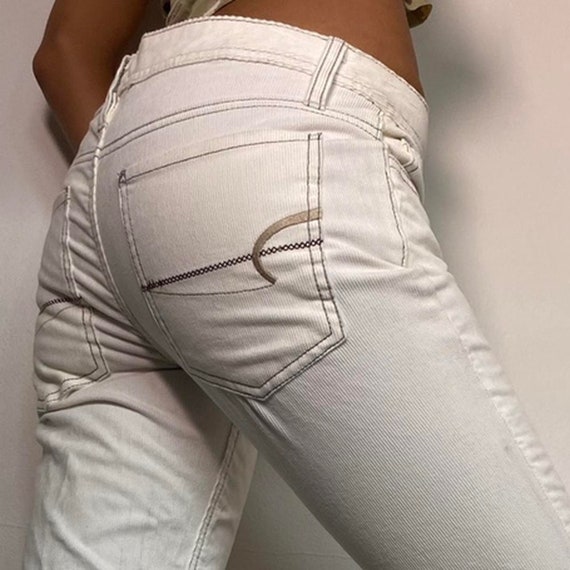 Cream Y2K low rise white cord jeans - Gem