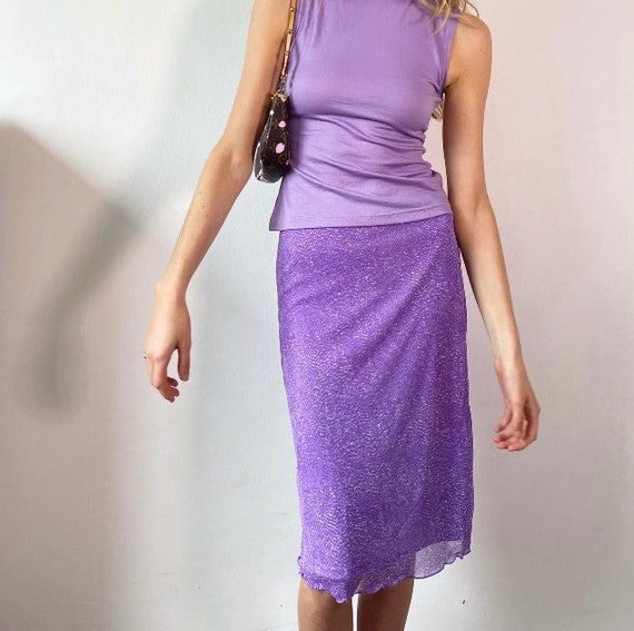 スカート Nervi Sequined Purple Midi Skirt With Front Knot Nervi Sequined Purple Midi Skirt With Front Knot | ModeSens