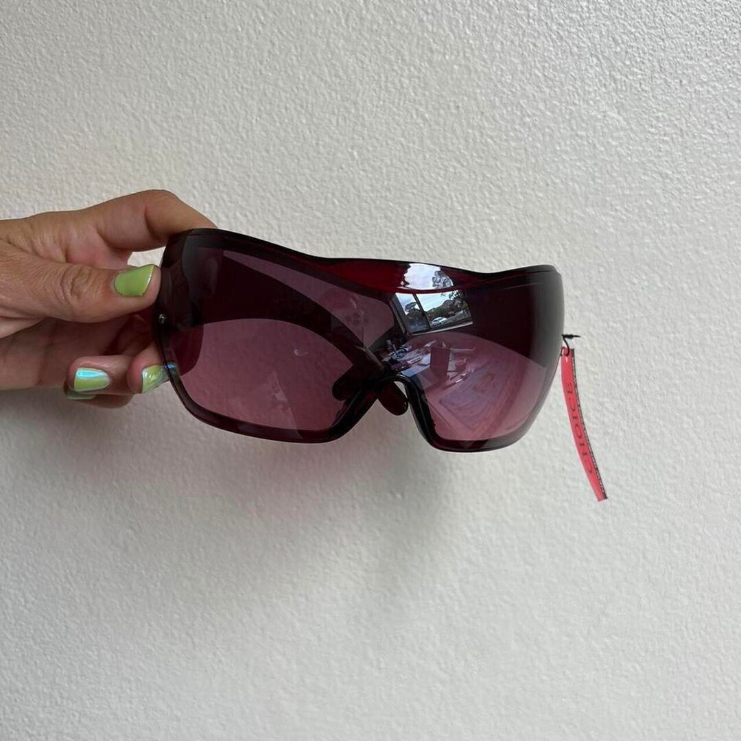 Y2K Dark Cherry Red Goggle Sunglasses - Etsy
