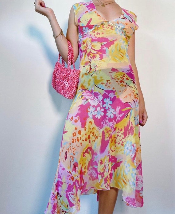 2000s sheer floral dress