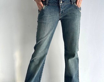 00s Grunge Back Pockets Flare Dark Wash Jeans Sz M - Etsy 00s Grunge Back Pockets Flare Dark Wash Jeans Sz M - Etsy