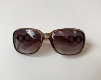 Y2k Deadstock vintage runda/fyrkantiga bruna solglasögon från 2010-talet