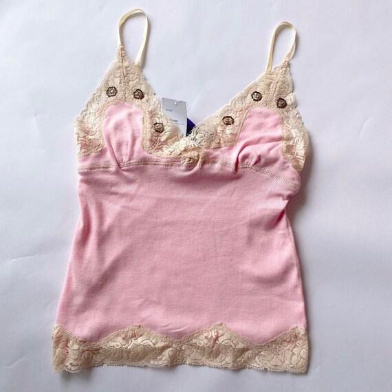 2000s Y2K Deadstock Baby Pink Lace Cami Etsy