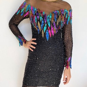 EPIC 80s sequinned, beaded and mesh dress