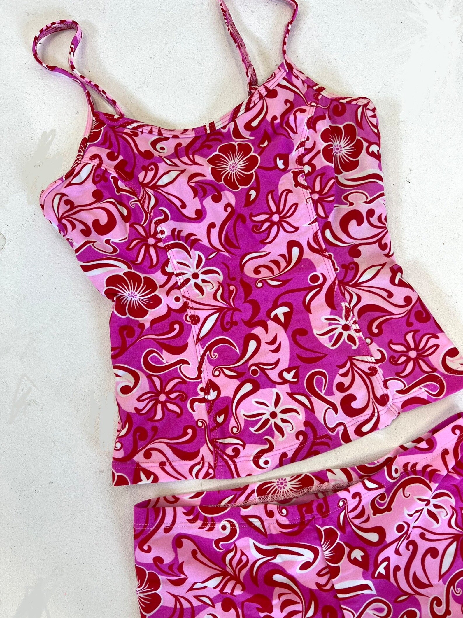 2000s Deadstock Tankini and Short Shorts Set Hot Pink & Red Etsy