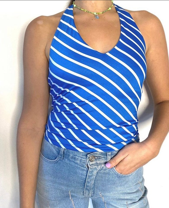 Y2K Xoxoxo Deadstock 2000s Stripe Halter Top - Etsy