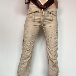 2000s 3/4 Y2k Beige CARGO pants