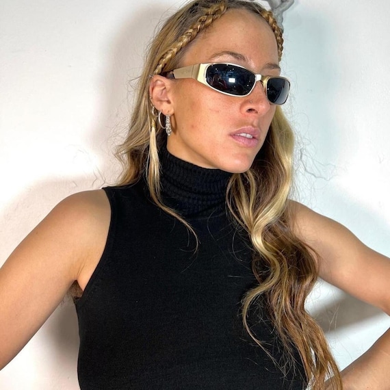 Y2K Gold Speed Dealer Sunglasses, Tortoise Shell Arms and Block