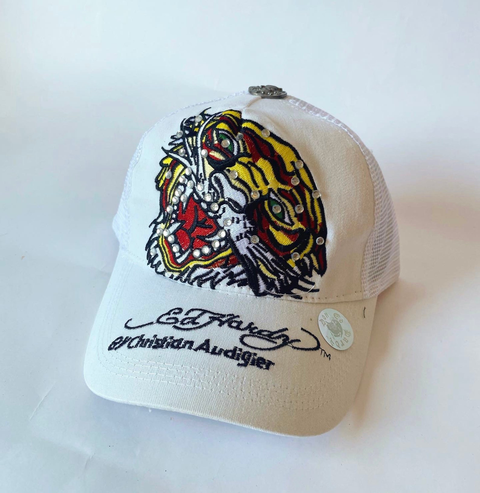 2000s Y2K Tiger Crystalised Embroided Ed Hardy White Trucker | Etsy