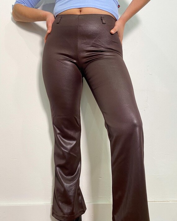Shiny Chocolate Brown Pants | Etsy Ireland