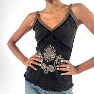 Vintage Embroidered Patch-Work Cami