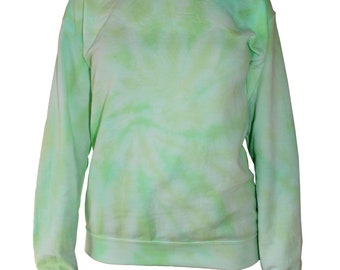 Karameleon unisex Seafoam Green Clouds Tie dyed Sweater Jumper with fleece fluffy insides Vintage fit